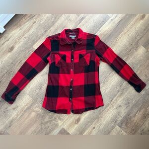 Natural Reflections Red and Black Plaid Flannel Button-Up Shirt Medium